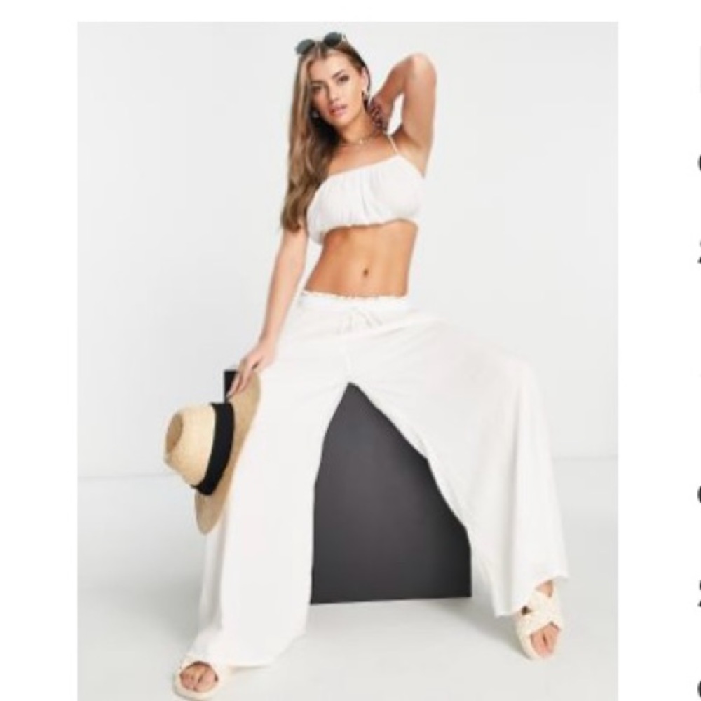 Beach Cream Wide-Leg Pants